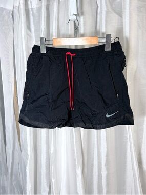Nike Men’s Black Athletic Shorts with Red Drawstring